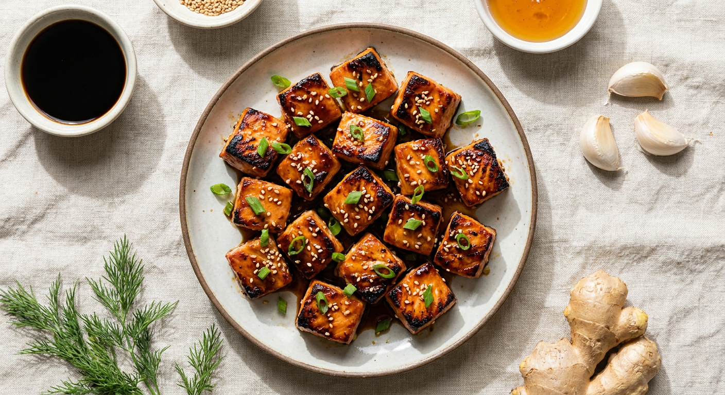 Air Fryer Salmon Bites with Honey Garlic Soy Glaze