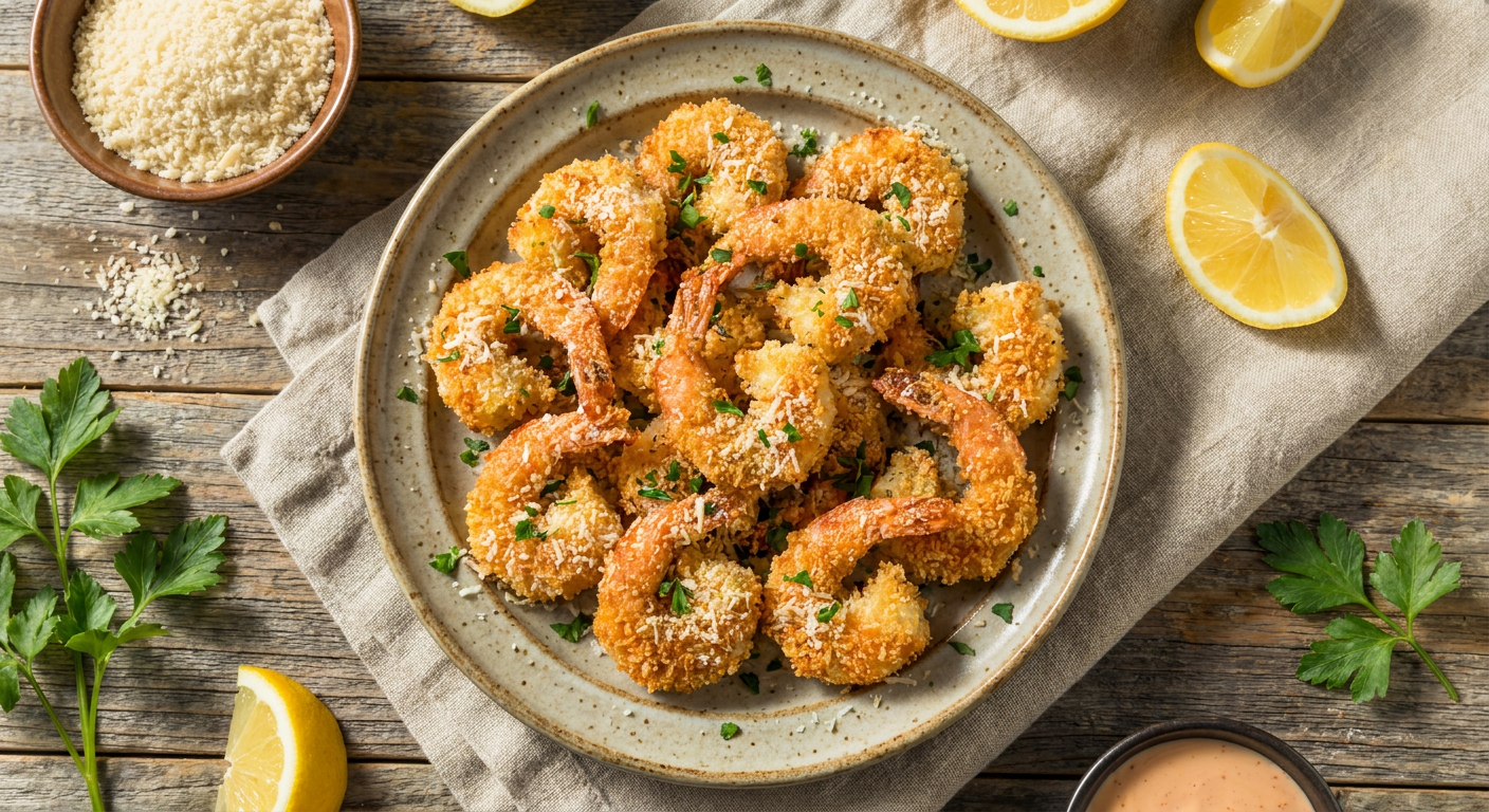 Crispy Air Fryer Shrimp with Panko and Parmesan