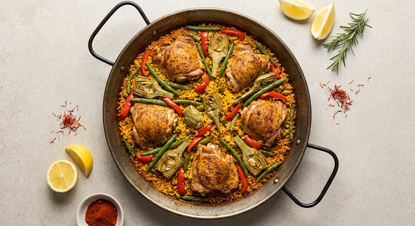One-Pan Chicken Paella with Crispy Socarrat