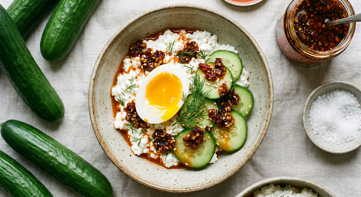 Savory Cottage Cheese Bowl Recipe with Chili Crisp