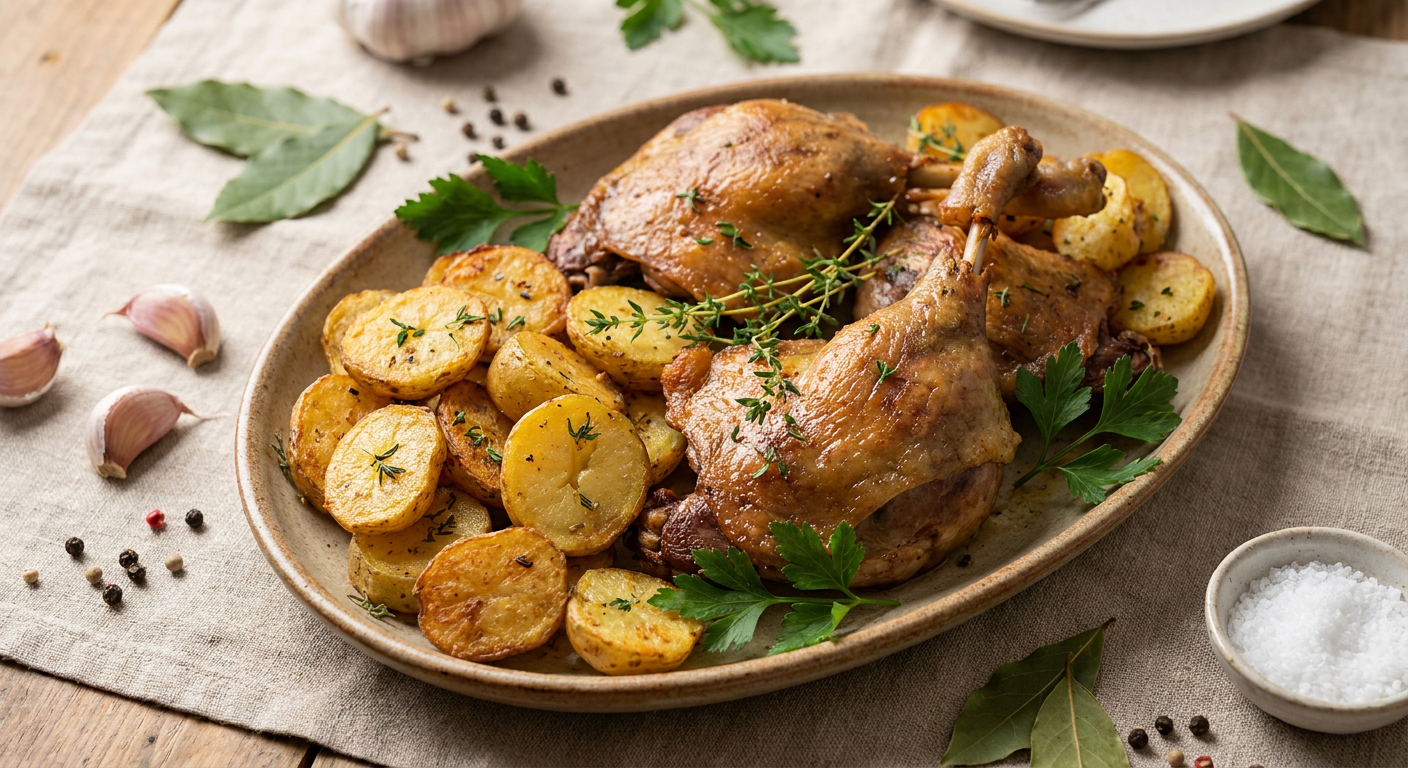 Traditional Duck Confit Recipe with Pommes Sarladaises