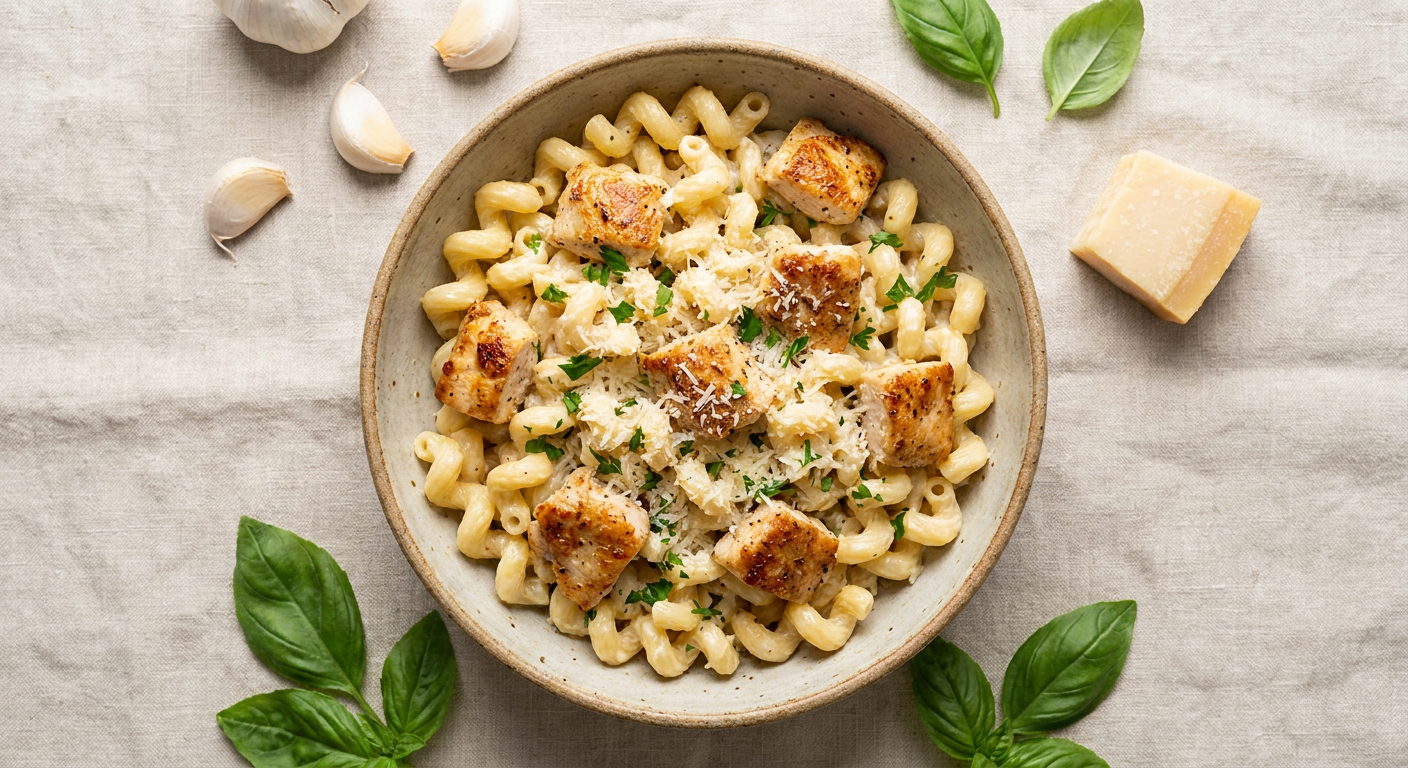 Creamy Garlic Parmesan Chicken Pasta with Cavatappi