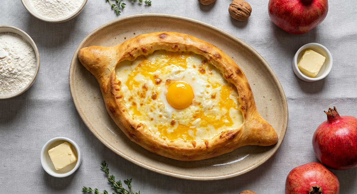 Authentic Georgian Khachapuri (Adjaruli Cheese Bread)
