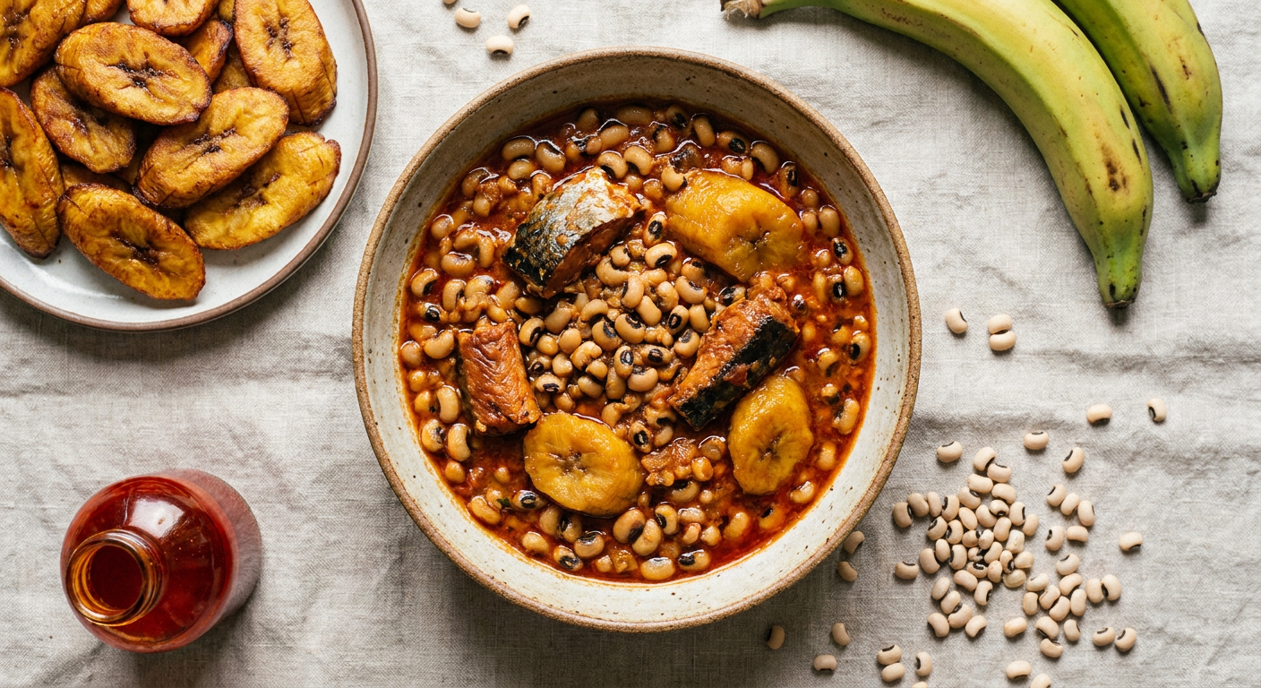 Authentic Ghanaian Red Red (Bean Stew with Fried Plantains)