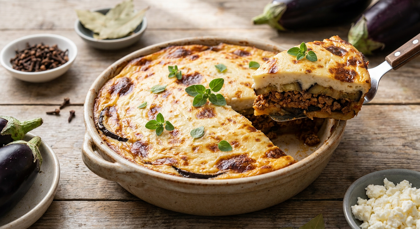 Authentic Greek Moussaka with Lamb and Béchamel