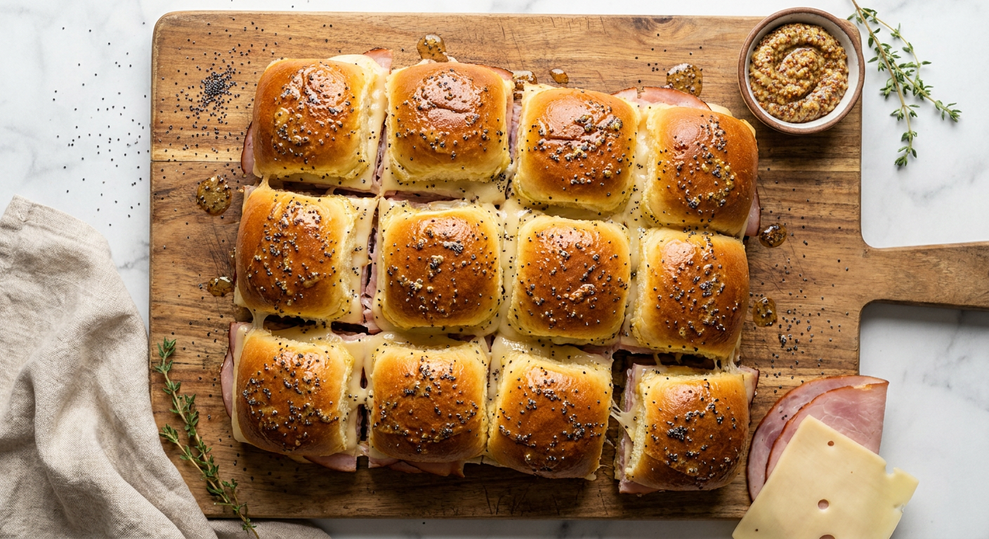 Crispy Baked Hawaiian Roll Sliders with Ham and Swiss