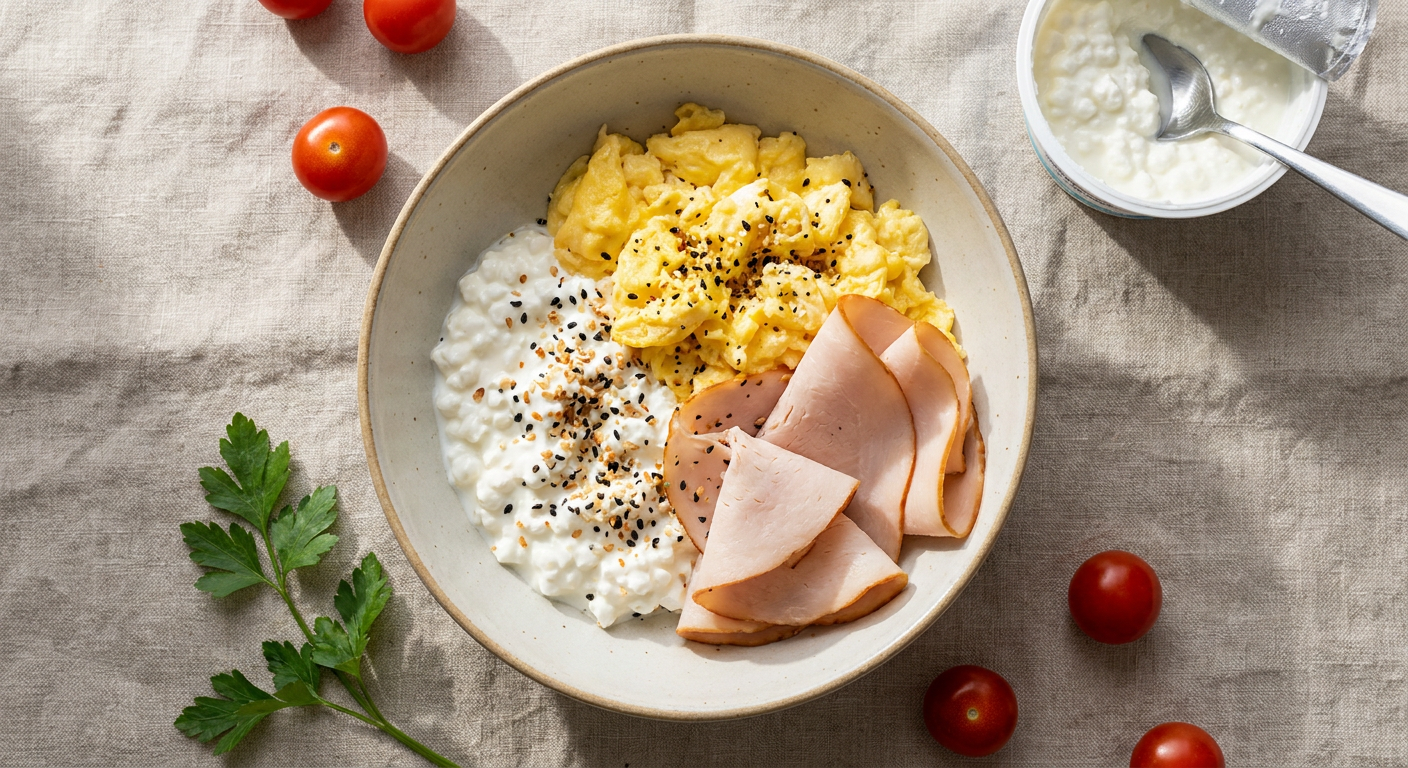 High Protein Breakfast Bowl with Turkey and Everything Bagel Spice