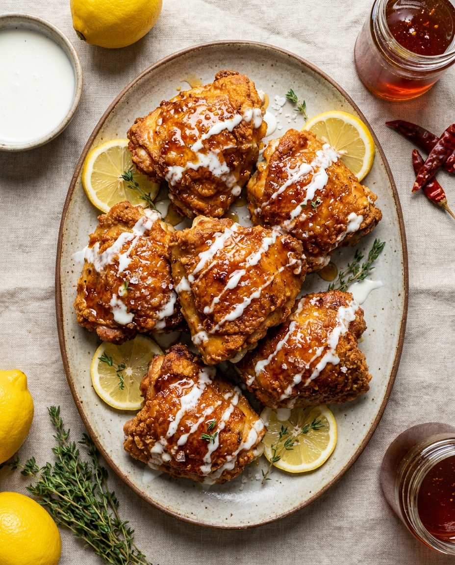 Crispy Hot Honey Chicken with Buttermilk and Lemon