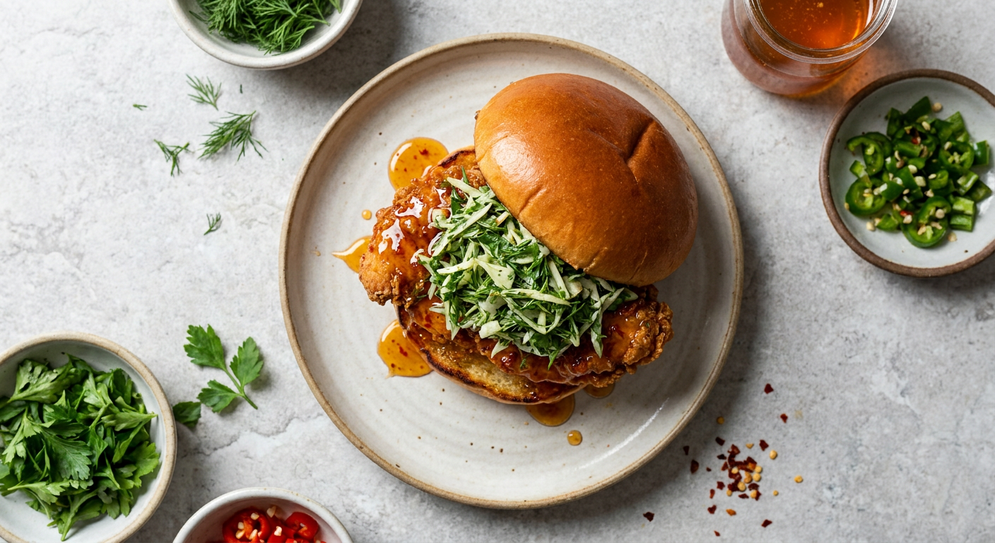 Crispy Hot Honey Chicken Sandwich with Herb Slaw