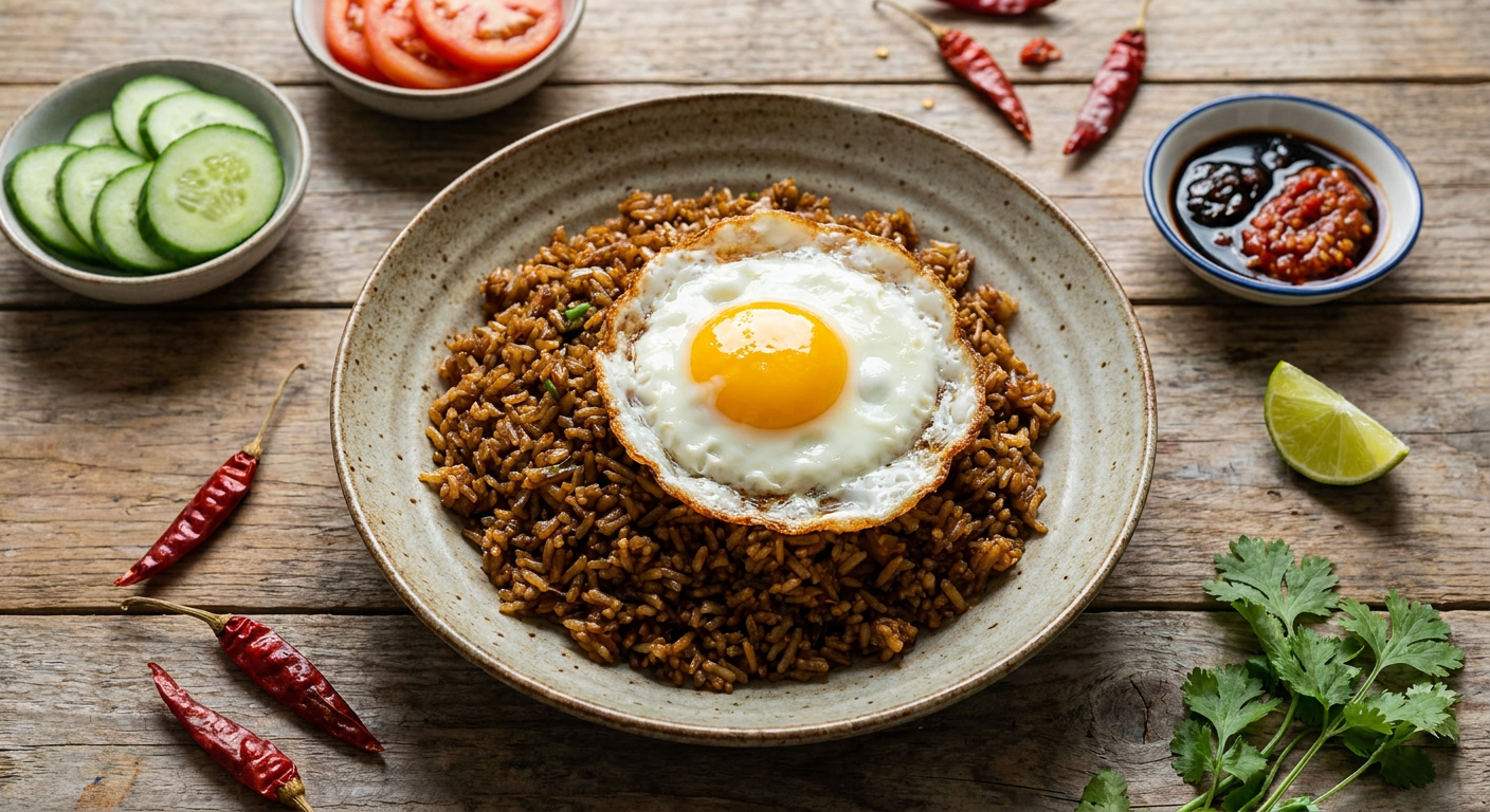 Authentic Indonesian Nasi Goreng with Fried Egg