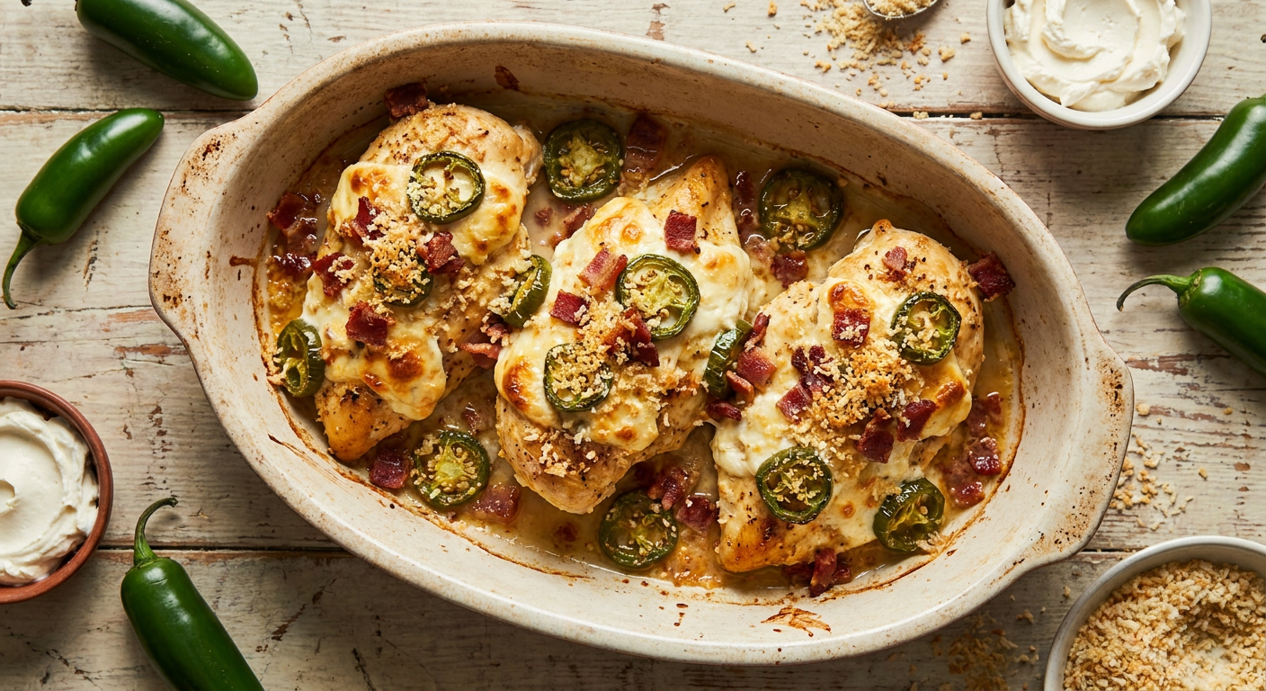 Baked Jalapeno Popper Chicken with Bacon and Panko