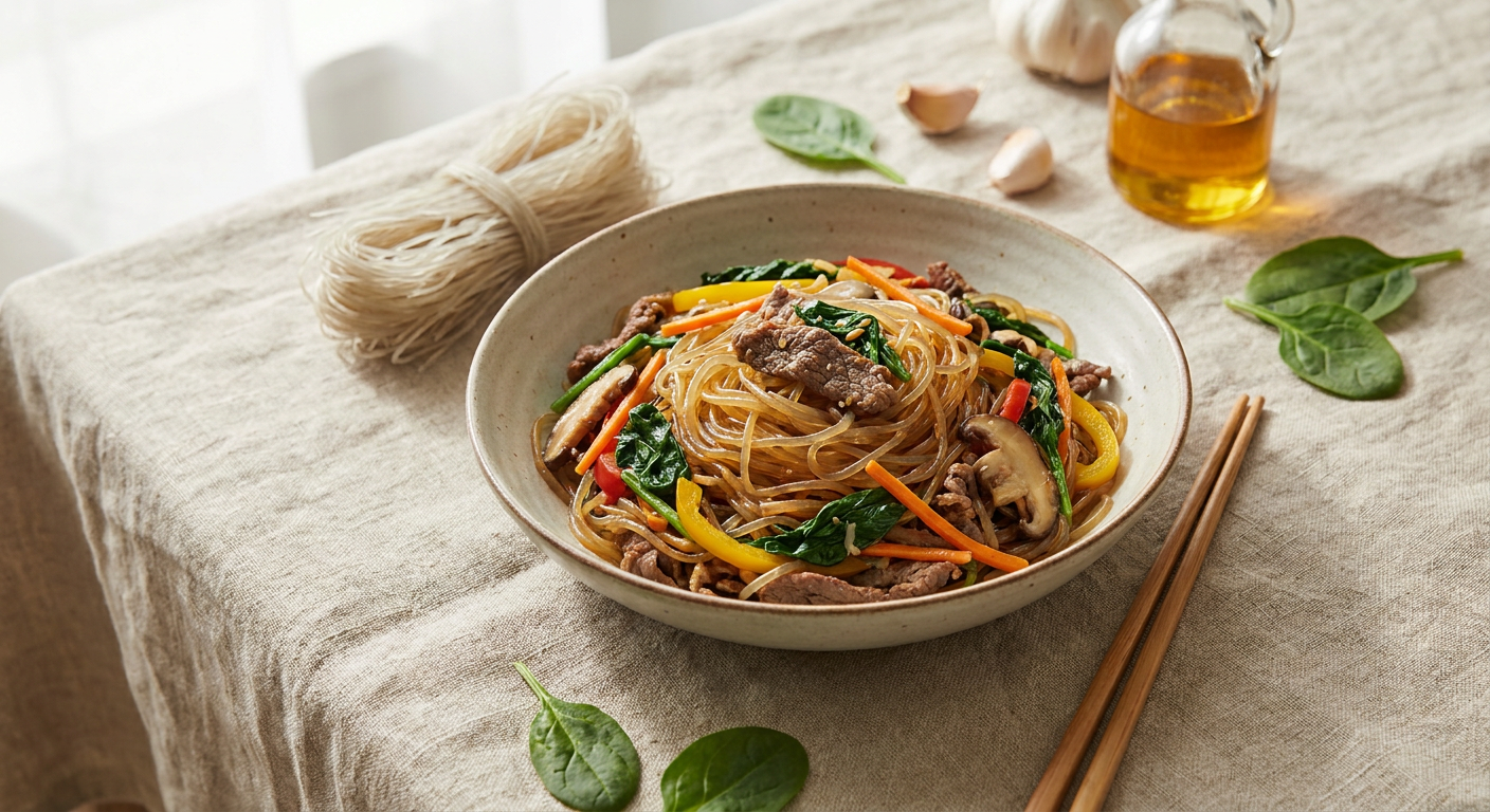 Authentic Korean Japchae (Glass Noodle Stir Fry)