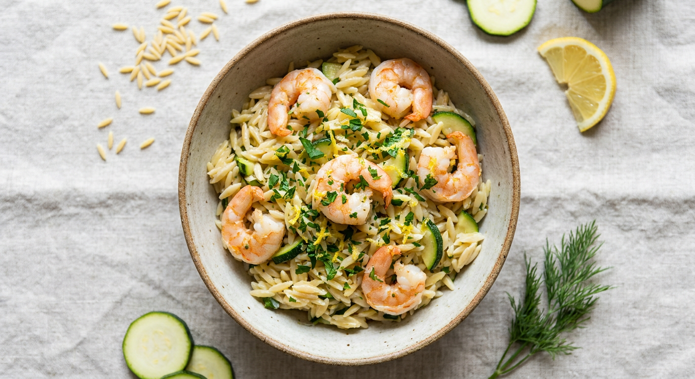 Shrimp and Zucchini Orzo: Filling Low Calorie Dinner Ideas