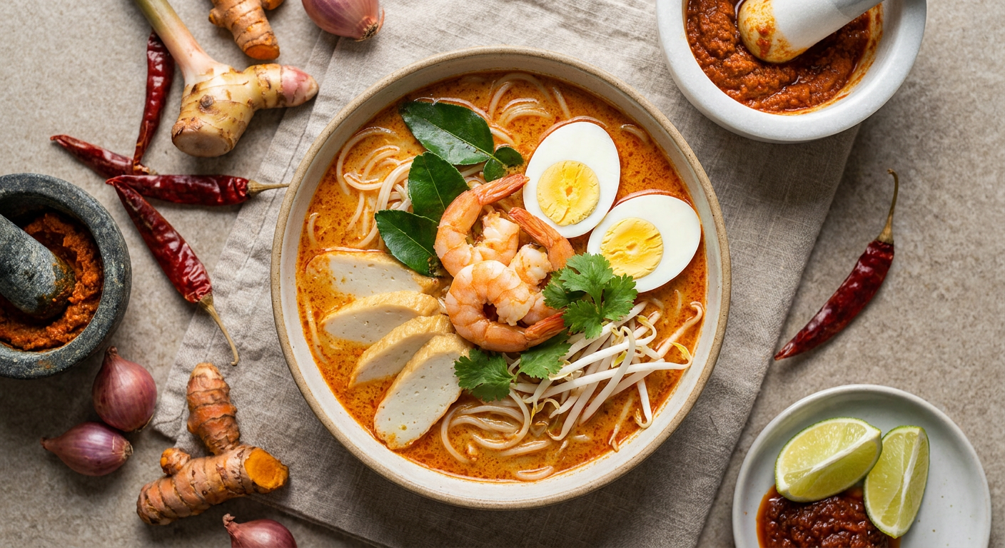 Malaysian Laksa Lemak: Creamy Coconut Noodle Soup
