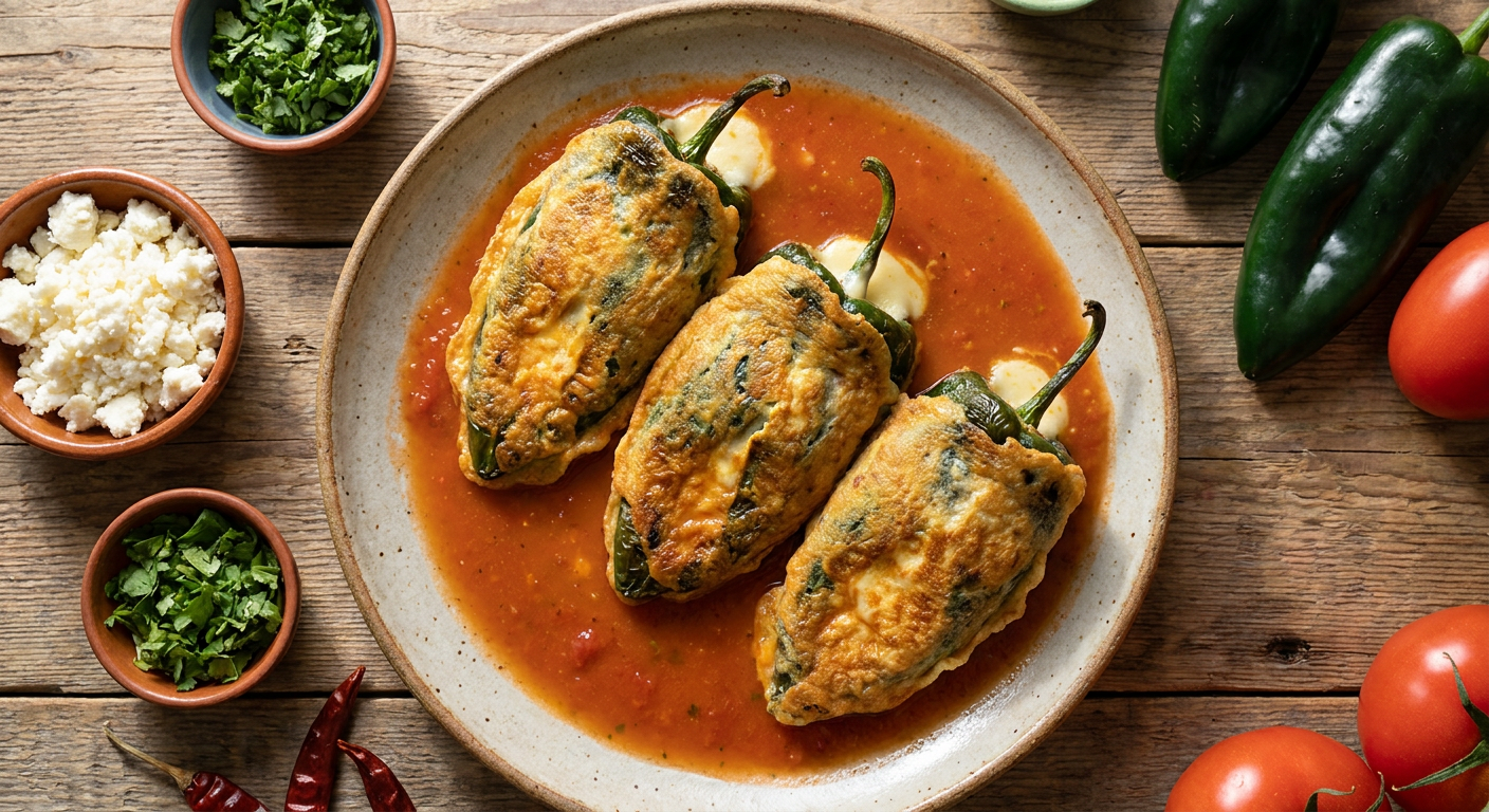 Authentic Mexican Chiles Rellenos with Queso Oaxaca