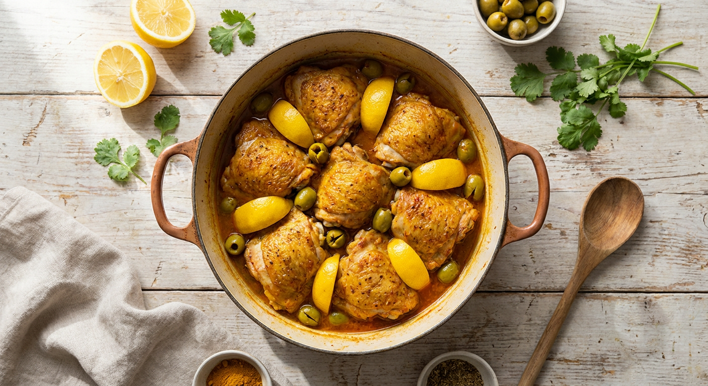 Moroccan Chicken Tagine with Preserved Lemon and Olives