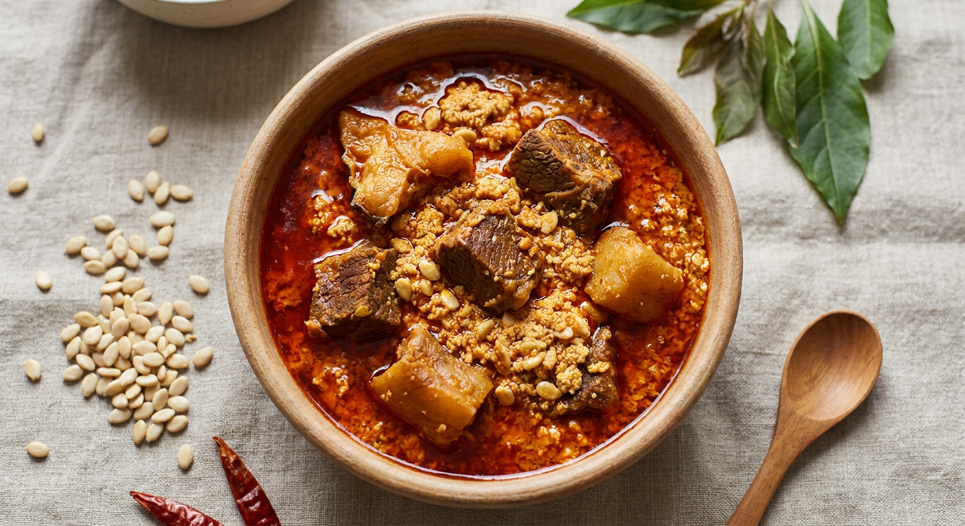 Authentic Nigerian Egusi Soup with Lumpy Melon Seeds
