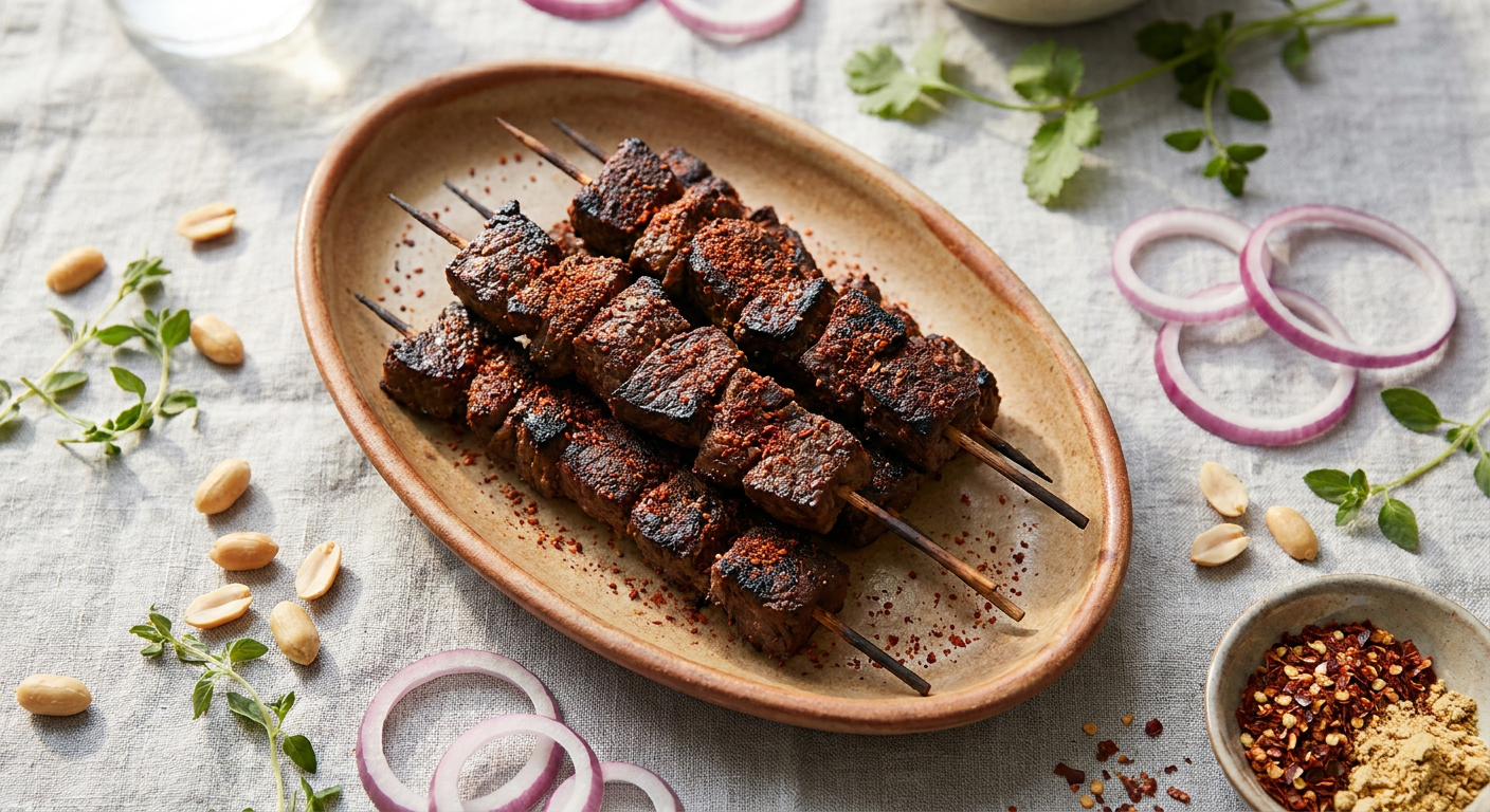 Authentic Nigerian Suya (Spicy Grilled Beef Skewers)