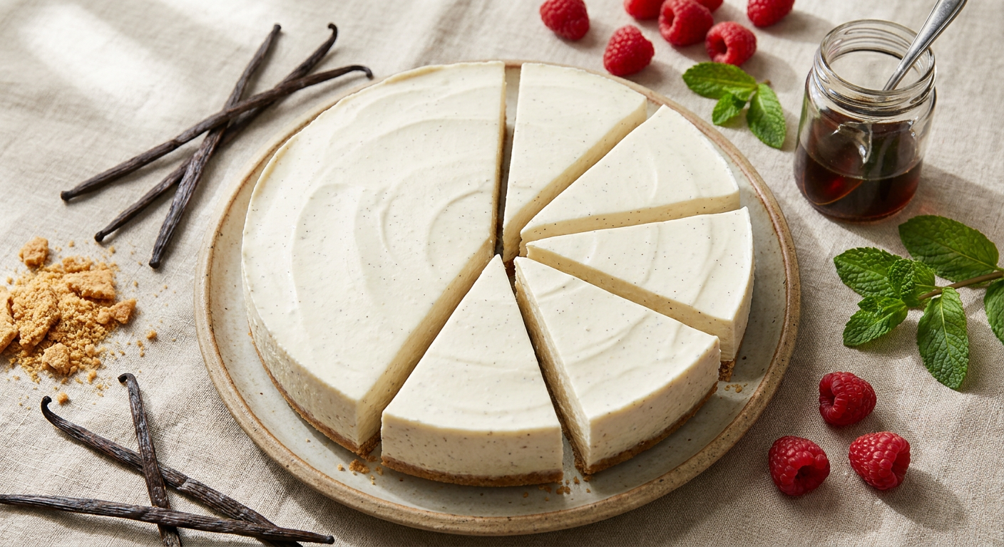 Clean Slicing No Bake Cheesecake Recipe with Vanilla Bean