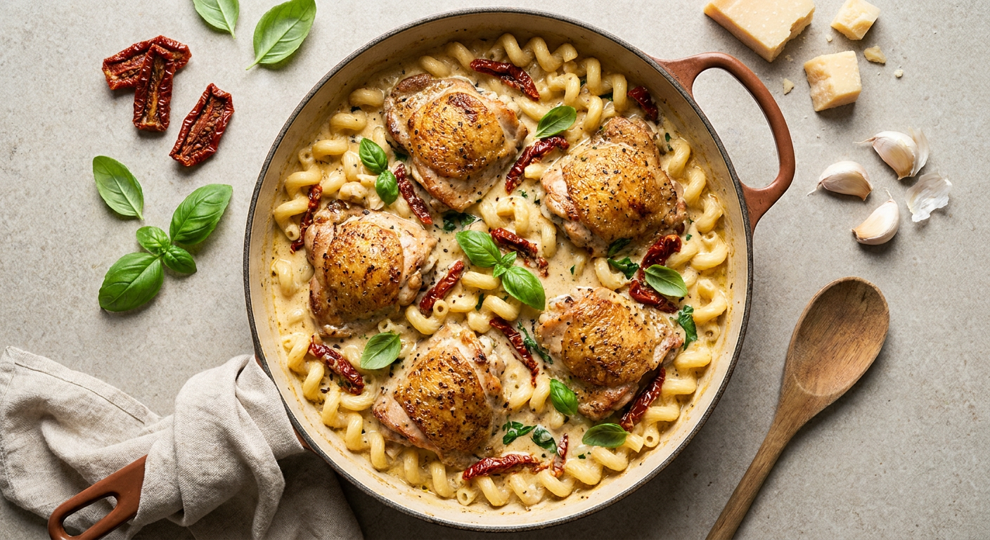 One Pot Chicken Pasta with Sun-Dried Tomatoes