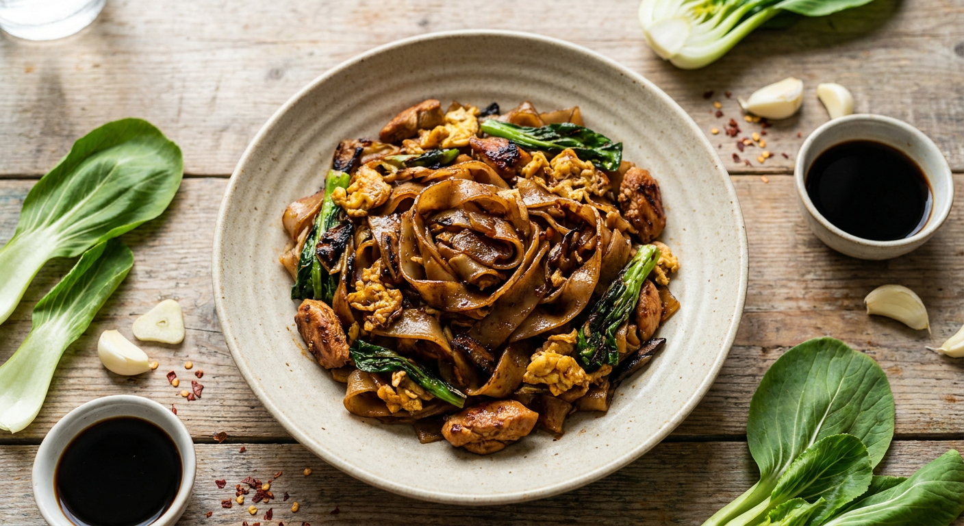 Smoky Pad See Ew Recipe with Charred Wide Rice Noodles