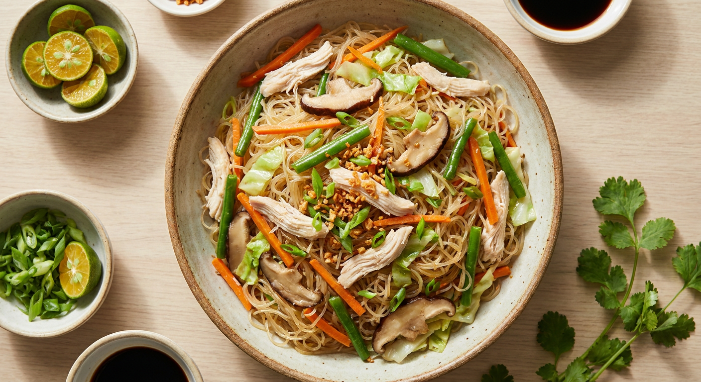 Classic Filipino Pancit Bihon Recipe with Chicken and Vegetables