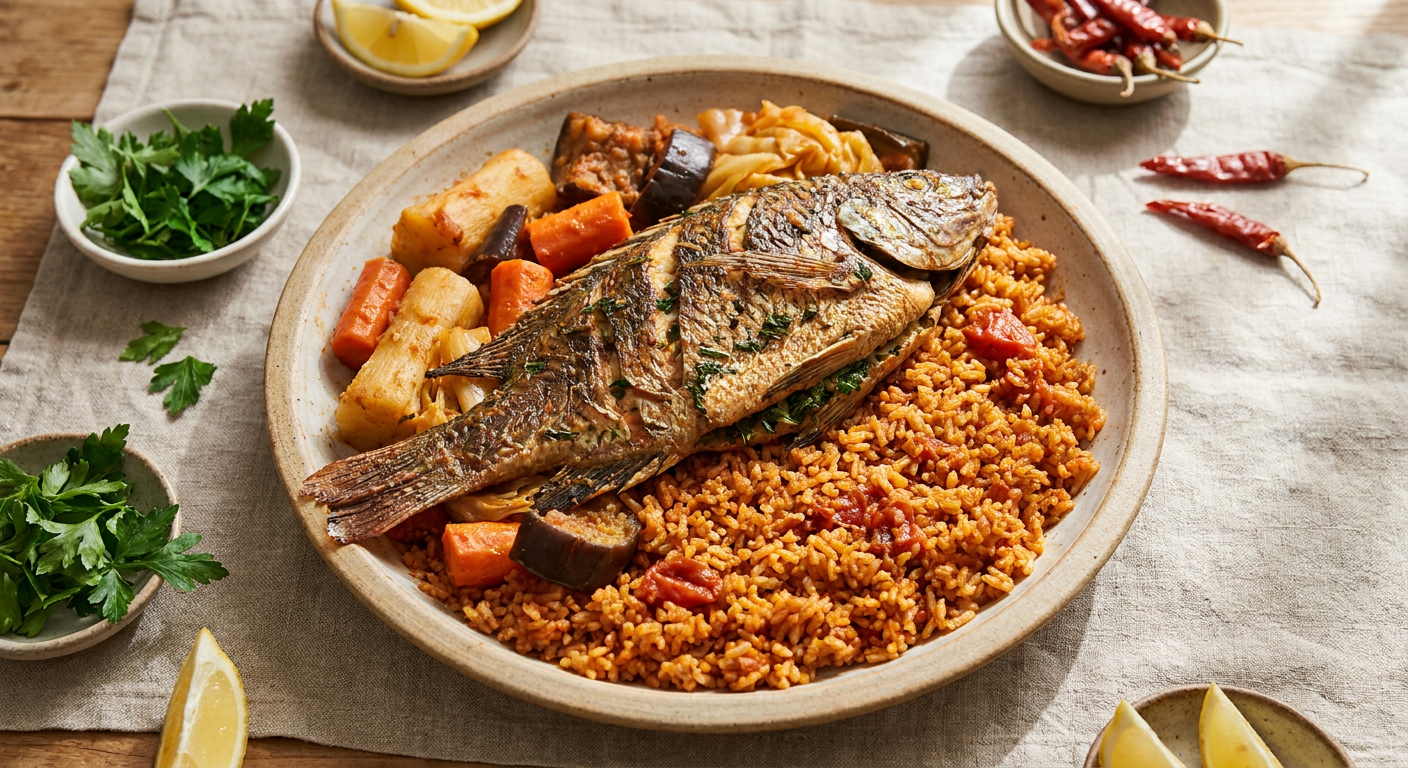 Authentic Senegalese Thieboudienne (Fish and Rice)