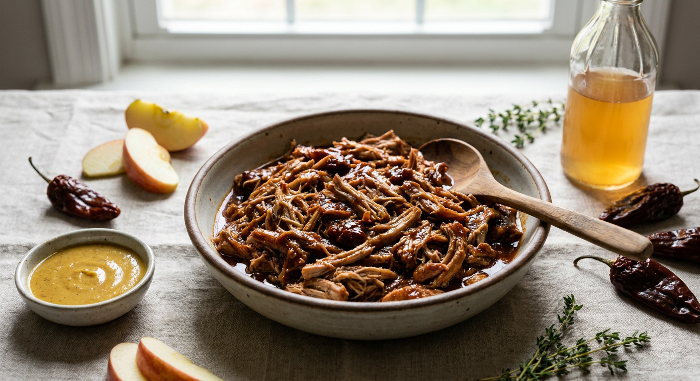 Easy Slow Cooker Pulled Pork with Chipotle and Apple Cider