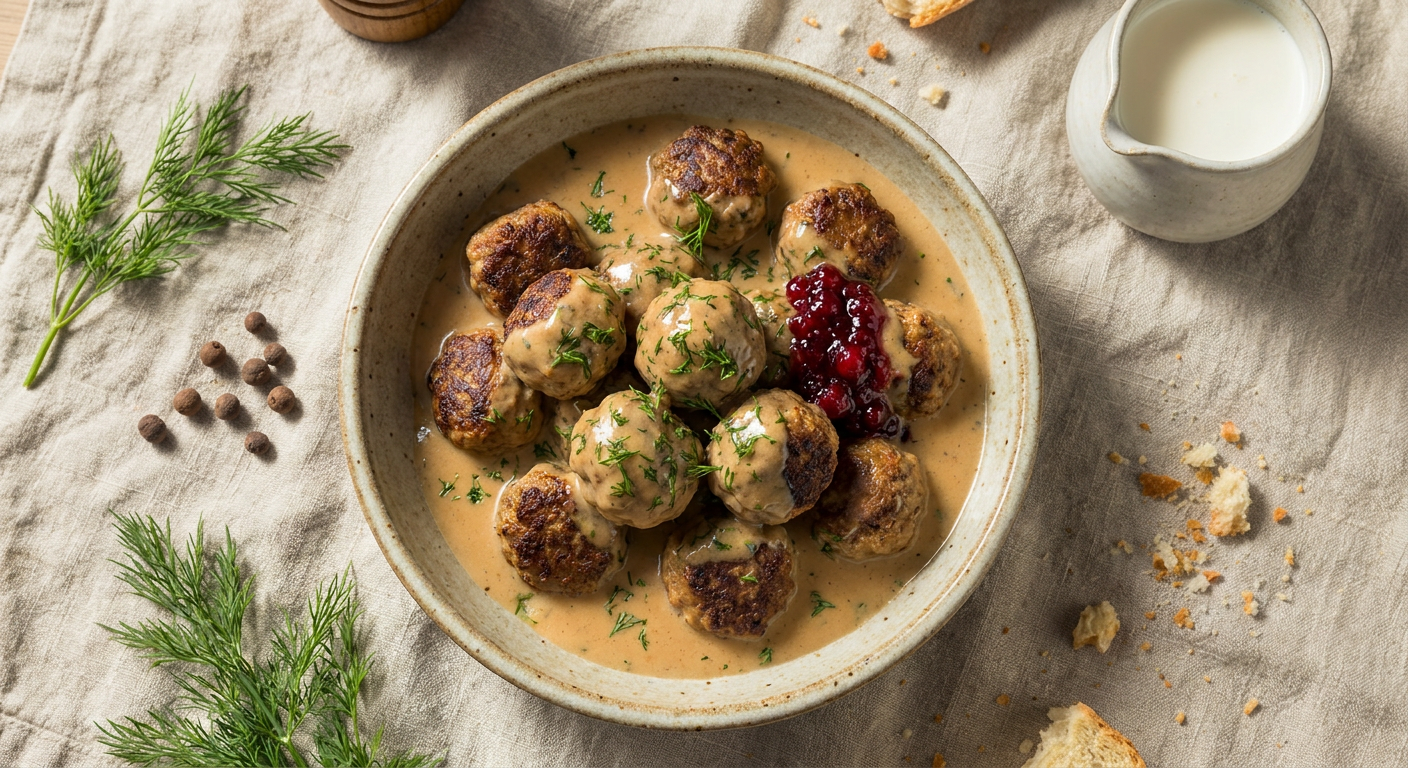 Authentic Swedish Meatballs with Rich Cream Gravy