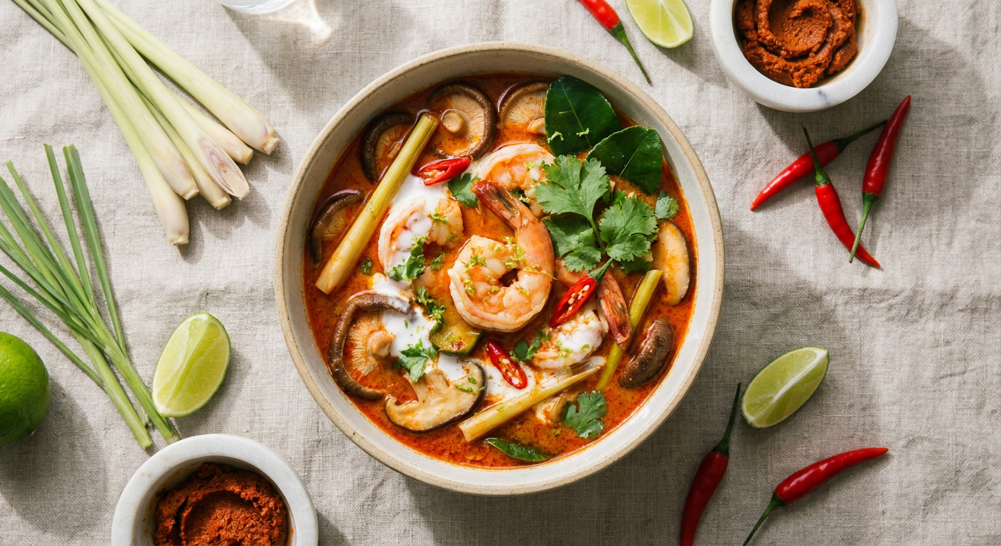 Thai Coconut Curry Soup with Shrimp and Lemongrass