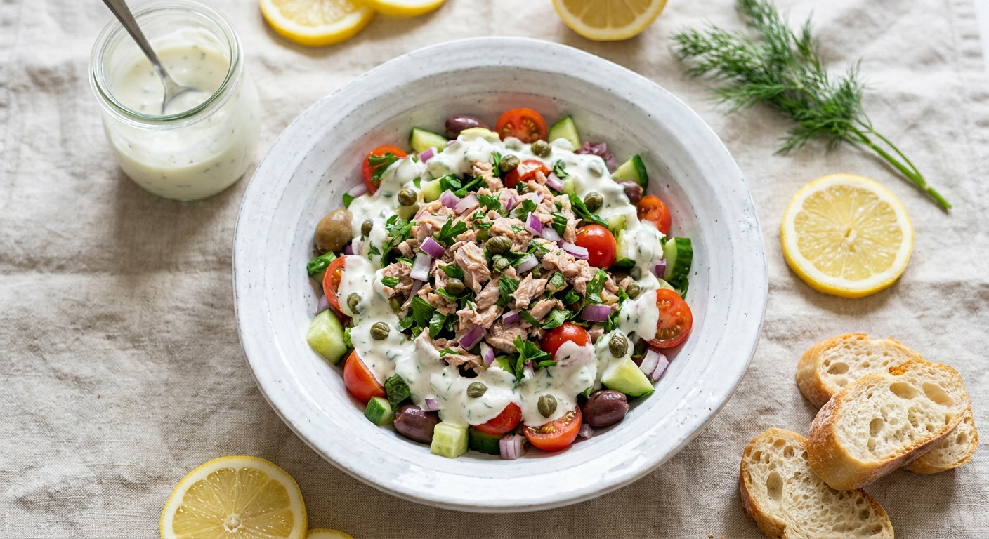 Zesty Mediterranean Tuna Salad Without Mayo